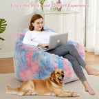 Poltrona a sacco di lusso in morbida pelliccia sintetica con braccioli e schienale, lettino ergonomico in memory foam per soggiorno, camera da letto, ufficio