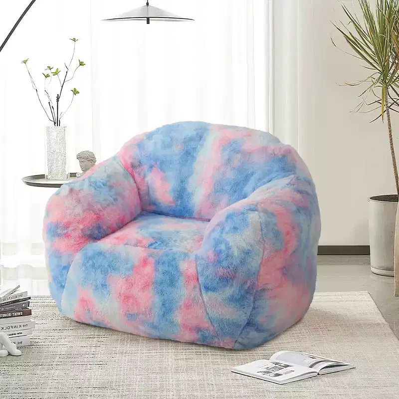 Poltrona a sacco di lusso in morbida pelliccia sintetica con braccioli e schienale, lettino ergonomico in memory foam per soggiorno, camera da letto, ufficio