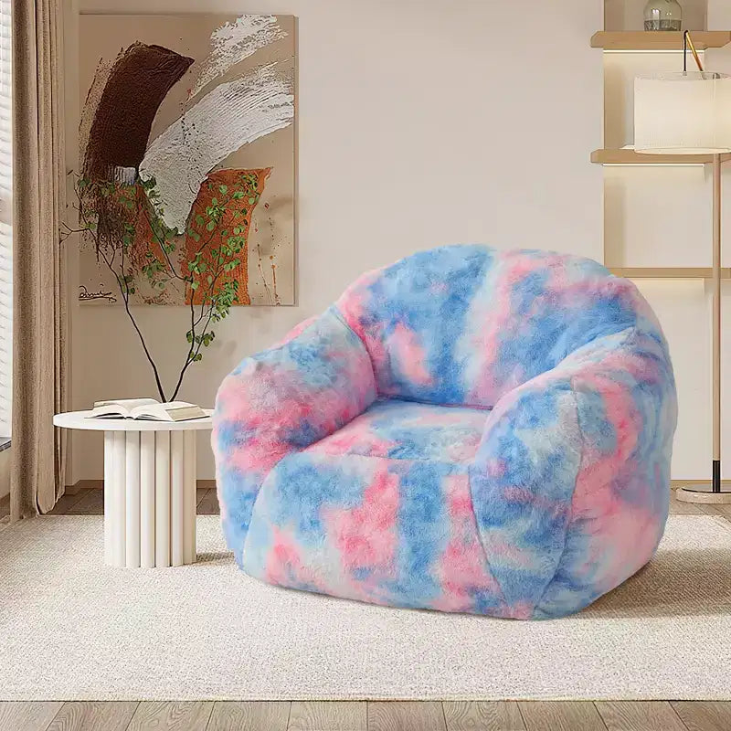 Poltrona a sacco di lusso in morbida pelliccia sintetica con braccioli e schienale, lettino ergonomico in memory foam per soggiorno, camera da letto, ufficio