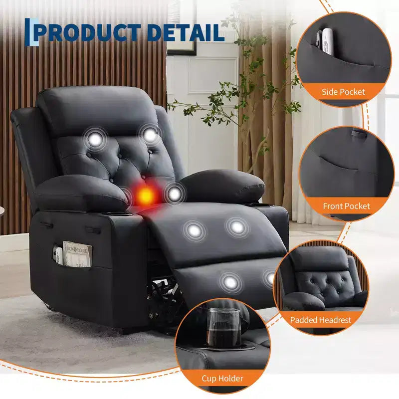 Poltrone Reclinabili Elettriche per Adulti, Recliner con Poggiatesta Elettrico e Porte di Ricarica, Poltrona Divano Reclinabile Elettrica per Soggiorno