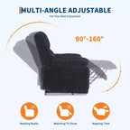 Divano reclinabile manuale, Poltrona reclinabile in velluto a coste, Reclinabile regolabile, Braccioli con cuscini, Imbottitura spessa, Capacità 180 kg, per camera da letto, home theater