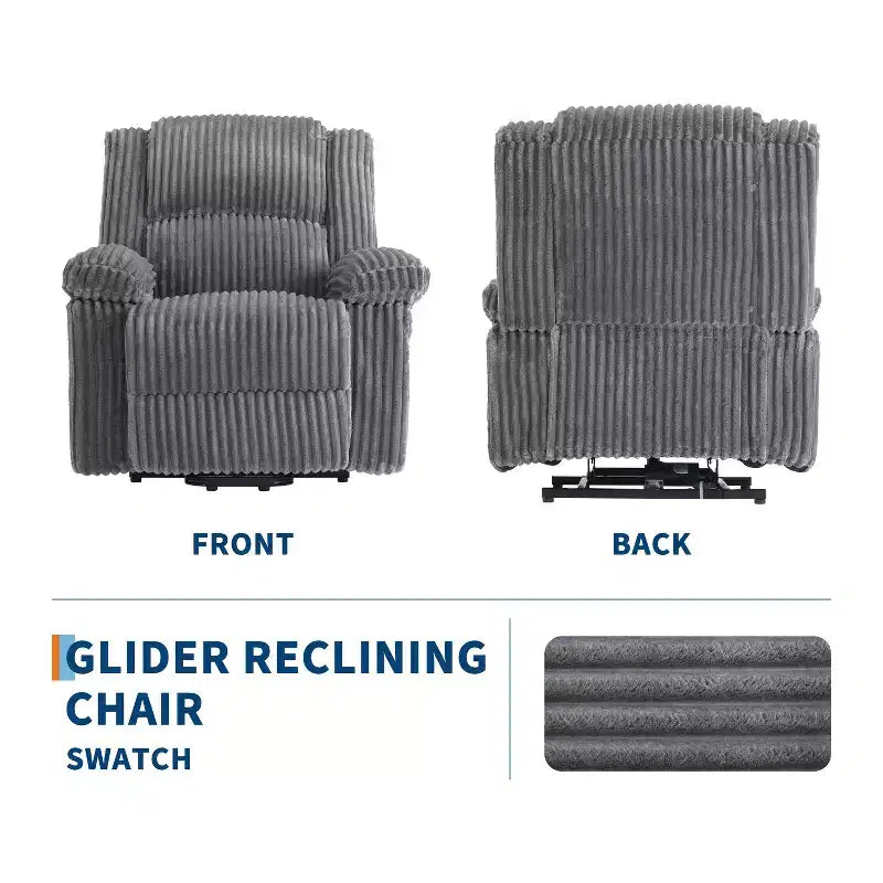 Divano reclinabile manuale, Poltrona reclinabile in velluto a coste, Reclinabile regolabile, Braccioli con cuscini, Imbottitura spessa, Capacità 180 kg, per camera da letto, home theater