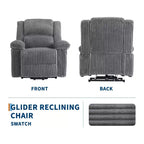 Divano reclinabile manuale, Poltrona reclinabile in velluto a coste, Reclinabile regolabile, Braccioli con cuscini, Imbottitura spessa, Capacità 180 kg, per camera da letto, home theater