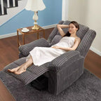 Divano reclinabile manuale, Poltrona reclinabile in velluto a coste, Reclinabile regolabile, Braccioli con cuscini, Imbottitura spessa, Capacità 180 kg, per camera da letto, home theater