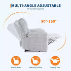 Divano reclinabile manuale, Poltrona reclinabile in velluto a coste, Reclinabile regolabile, Braccioli con cuscini, Imbottitura spessa, Capacità 180 kg, per camera da letto, home theater