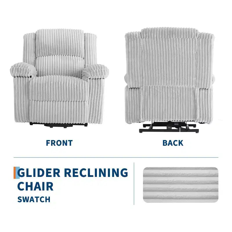 Divano reclinabile manuale, Poltrona reclinabile in velluto a coste, Reclinabile regolabile, Braccioli con cuscini, Imbottitura spessa, Capacità 180 kg, per camera da letto, home theater