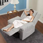 Divano reclinabile manuale, Poltrona reclinabile in velluto a coste, Reclinabile regolabile, Braccioli con cuscini, Imbottitura spessa, Capacità 180 kg, per camera da letto, home theater