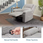Divano reclinabile manuale, Poltrona reclinabile in velluto a coste, Reclinabile regolabile, Braccioli con cuscini, Imbottitura spessa, Capacità 180 kg, per camera da letto, home theater