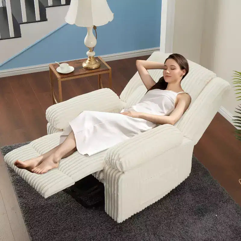 Divano reclinabile manuale, Poltrona reclinabile in velluto a coste, Reclinabile regolabile, Braccioli con cuscini, Imbottitura spessa, Capacità 180 kg, per camera da letto, home theater