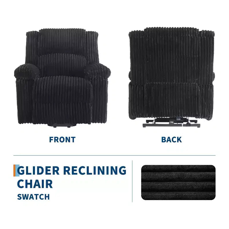 Divano reclinabile manuale, Poltrona reclinabile in velluto a coste, Reclinabile regolabile, Braccioli con cuscini, Imbottitura spessa, Capacità 180 kg, per camera da letto, home theater
