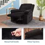 Divano reclinabile manuale, Poltrona reclinabile in velluto a coste, Reclinabile regolabile, Braccioli con cuscini, Imbottitura spessa, Capacità 180 kg, per camera da letto, home theater