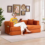 Divano Letto Chaise Longue Convertibile 78, Divano Letto Pieghevole in Velluto a Coste, Poltrona Pieghevole Oversize, Nessun Montaggio, Divano Letto Modulare