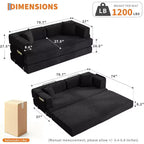 Divano Letto Chaise Longue Convertibile 78, Divano Letto Pieghevole in Velluto a Coste, Poltrona Pieghevole Oversize, Nessun Montaggio, Divano Letto Modulare