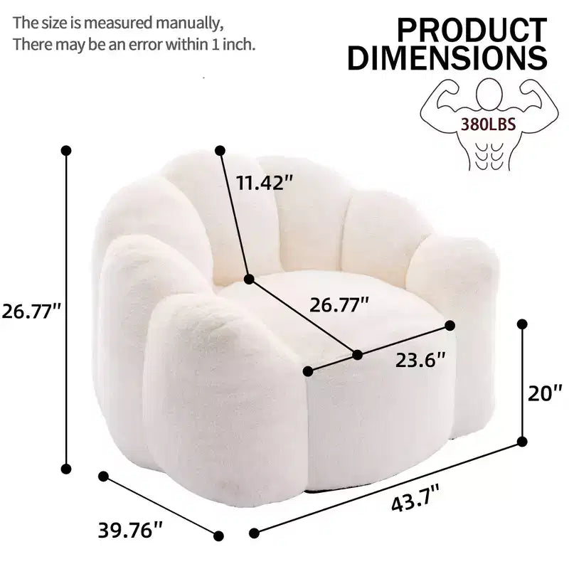 Okak Modern Relax Poltrona a Sacco Oversize in Peluche "Nuvola" con Braccioli, Divano Singolo con Seduta Profonda per Soggiorno, Appartamento, Camera degli Ospiti