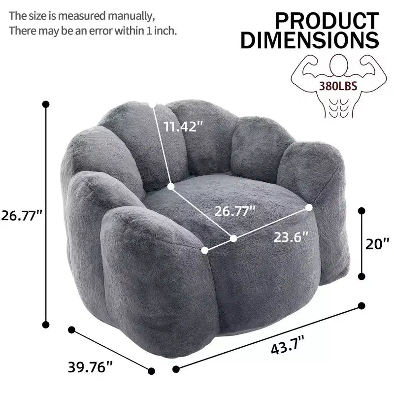 Okak Modern Relax Poltrona a Sacco Oversize in Peluche "Nuvola" con Braccioli, Divano Singolo con Seduta Profonda per Soggiorno, Appartamento, Camera degli Ospiti