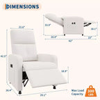 Poltrona Reclinabile, Divano Reclinabile Regolabile, Poltrona Relax, Schienale Alto Ergonomico, Seduta Imbottita, 2 Tasche Laterali, per Soggiorno