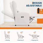 Poltrona Reclinabile, Divano Reclinabile Regolabile, Poltrona Relax, Schienale Alto Ergonomico, Seduta Imbottita, 2 Tasche Laterali, per Soggiorno