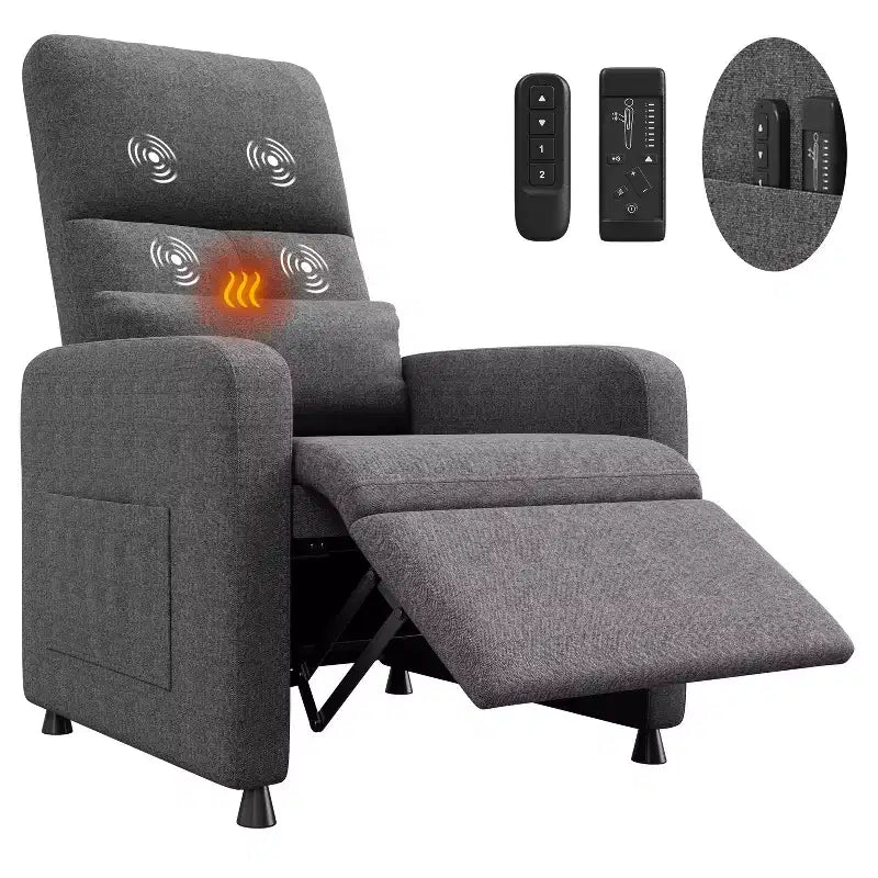 Poltrona Reclinabile, Divano Reclinabile Regolabile, Poltrona Relax, Schienale Alto Ergonomico, Seduta Imbottita, 2 Tasche Laterali, per Soggiorno