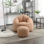 Poltrona Sacco con Poggiapiedi, Poltrona Sacco in Schiuma ad Alta Densità, Poltrona Moderna con Pouf