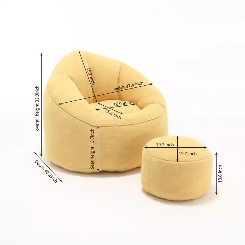 Poltrona Sacco con Poggiapiedi, Poltrona Sacco in Schiuma ad Alta Densità, Poltrona Moderna con Pouf