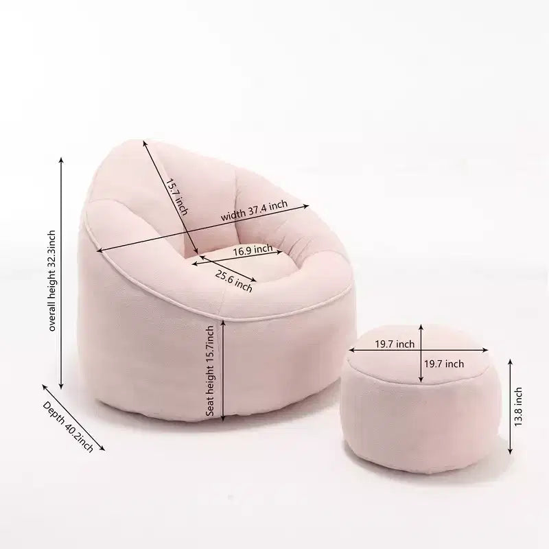 Poltrona Sacco con Poggiapiedi, Poltrona Sacco in Schiuma ad Alta Densità, Poltrona Moderna con Pouf