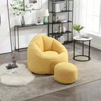 Poltrona Sacco con Poggiapiedi, Poltrona Sacco in Schiuma ad Alta Densità, Poltrona Moderna con Pouf