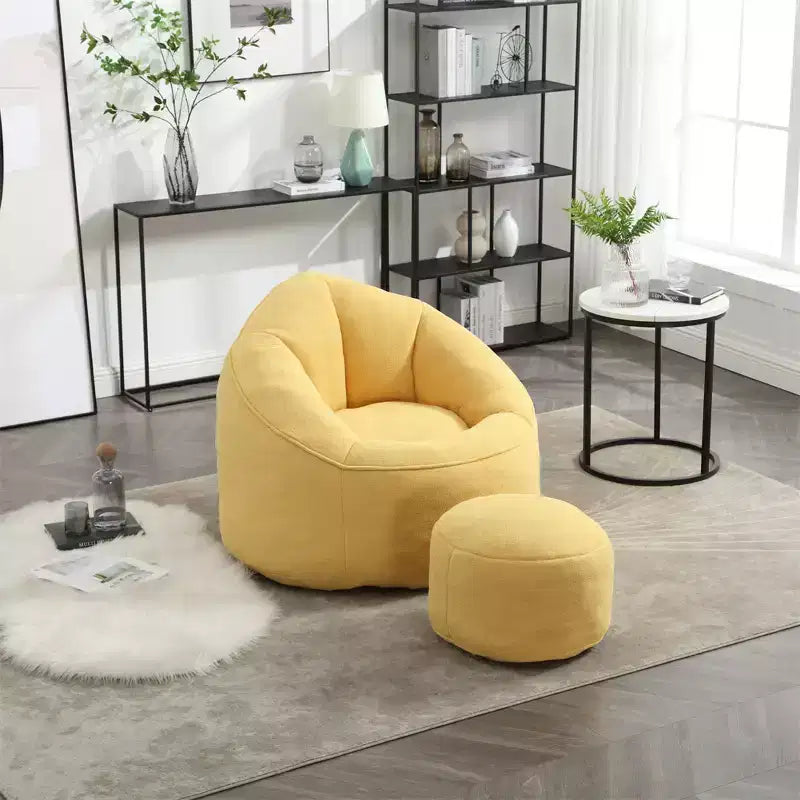 Poltrona Sacco con Poggiapiedi, Poltrona Sacco in Schiuma ad Alta Densità, Poltrona Moderna con Pouf
