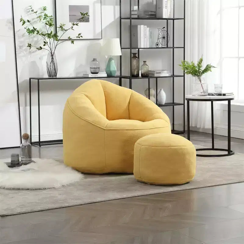 Poltrona Sacco con Poggiapiedi, Poltrona Sacco in Schiuma ad Alta Densità, Poltrona Moderna con Pouf