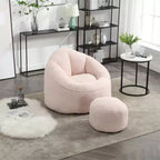 Poltrona Sacco con Poggiapiedi, Poltrona Sacco in Schiuma ad Alta Densità, Poltrona Moderna con Pouf