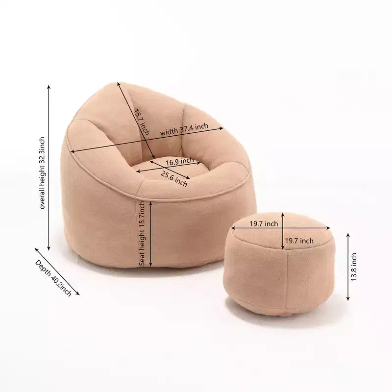 Poltrona Sacco con Poggiapiedi, Poltrona Sacco in Schiuma ad Alta Densità, Poltrona Moderna con Pouf