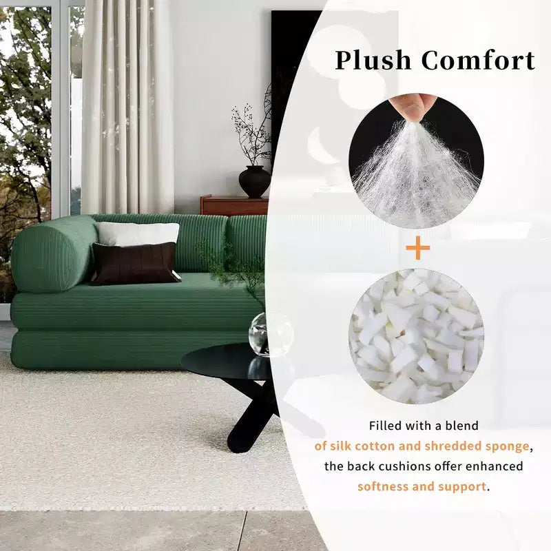 Divano Letto Angolare in Velluto a Coste Clihome, Sezionale Modulare con Chaise Reversibile e Schiuma ad Alta Densità per un Soggiorno Versatile