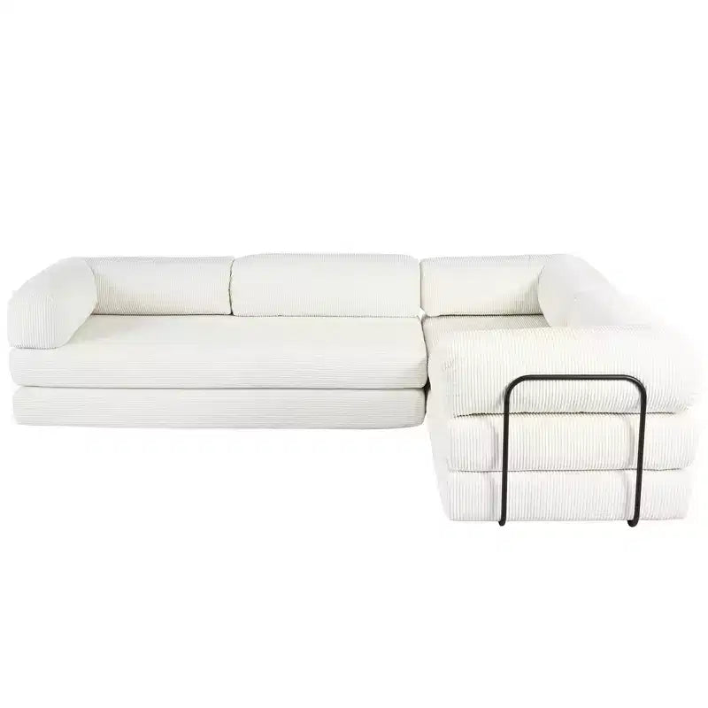 Divano Letto Angolare in Velluto a Coste Clihome, Sezionale Modulare con Chaise Reversibile e Schiuma ad Alta Densità per un Soggiorno Versatile