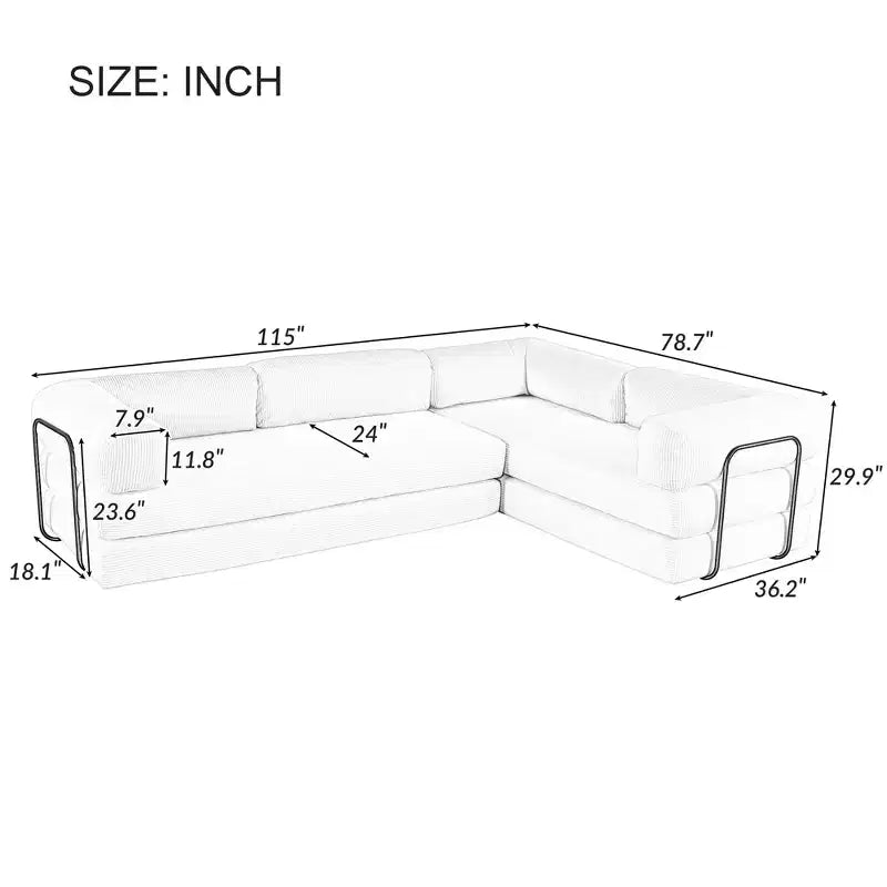 Divano Letto Angolare in Velluto a Coste Clihome, Sezionale Modulare con Chaise Reversibile e Schiuma ad Alta Densità per un Soggiorno Versatile