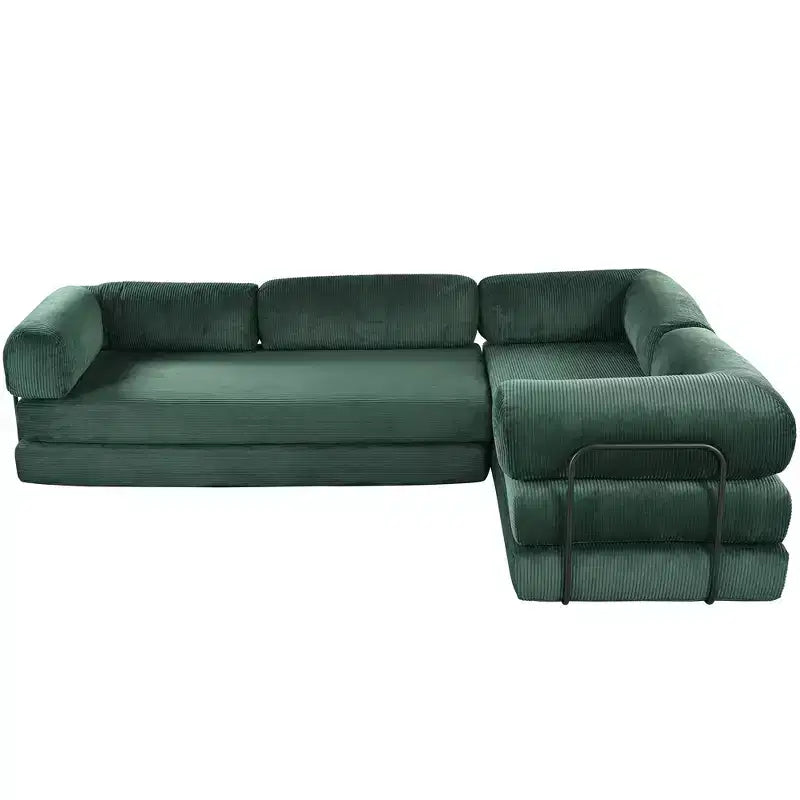 Divano Letto Angolare in Velluto a Coste Clihome, Sezionale Modulare con Chaise Reversibile e Schiuma ad Alta Densità per un Soggiorno Versatile