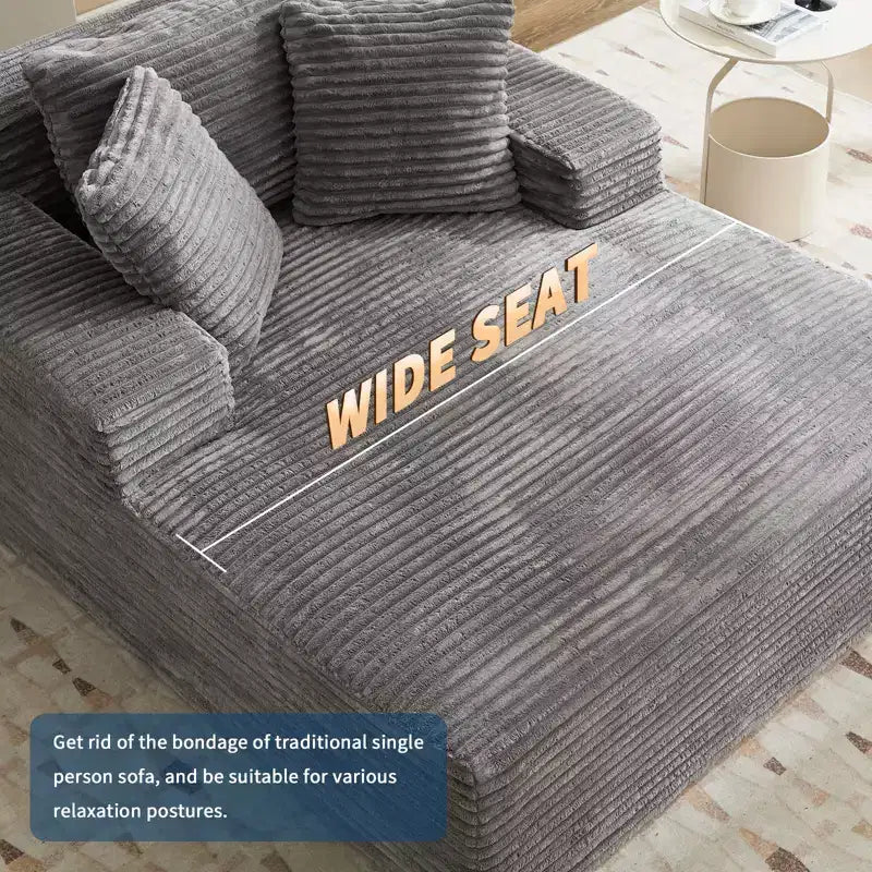 Poltrona allungabile convertibile oversize da 49,2 pollici per interni, divano letto a nuvola con rivestimento in velluto a coste, nessun assemblaggio richiesto, per soggiorno, camera da letto