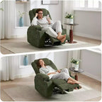 Comoda poltrona reclinabile in velluto a coste, design regolabile, 2 tasche laterali e montaggio senza attrezzi, poltrona reclinabile girevole a 360°, per soggiorno, camera da letto