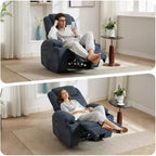 Comoda poltrona reclinabile in velluto a coste, design regolabile, 2 tasche laterali e montaggio senza attrezzi, poltrona reclinabile girevole a 360°, per soggiorno, camera da letto