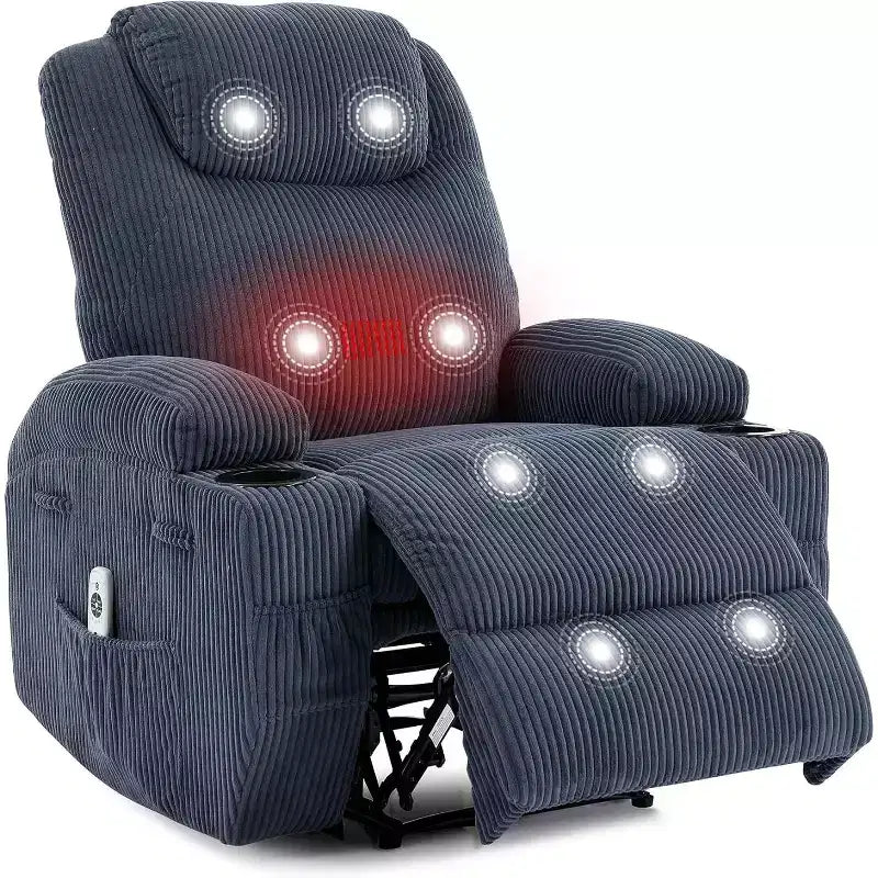 Comfy Corduroy Recliner Chair, Adjustable Design, 2 Side Pockets & Tool-Free Setup, 360 Swivel Rocking Recliner Chair, for Living Room, Bedroom