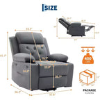 Comoda poltrona reclinabile in velluto a coste, reclinabile a sollevamento oversize in pelle PU, design regolabile, tasche laterali, due portabicchieri, per soggiorno, camera da letto