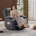 Comoda poltrona reclinabile in velluto a coste, reclinabile a sollevamento oversize in pelle PU, design regolabile, tasche laterali, due portabicchieri, per soggiorno, camera da letto