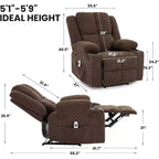 Poltrona Reclinabile Massaggiante Oversize, Divano Singolo, Tasca Laterale, 2 Portabicchieri, Poltrona Reclinabile Ergonomica Imbottita in Tessuto Traspirante, per Soggiorno