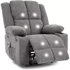 Poltrona Reclinabile Massaggiante Oversize, Divano Singolo, Tasca Laterale, 2 Portabicchieri, Poltrona Reclinabile Ergonomica Imbottita in Tessuto Traspirante, per Soggiorno