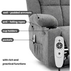 Poltrona Reclinabile Massaggiante Oversize, Divano Singolo, Tasca Laterale, 2 Portabicchieri, Poltrona Reclinabile Ergonomica Imbottita in Tessuto Traspirante, per Soggiorno