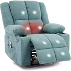 Poltrona Reclinabile Massaggiante Oversize, Divano Singolo, Tasca Laterale, 2 Portabicchieri, Poltrona Reclinabile Ergonomica Imbottita in Tessuto Traspirante, per Soggiorno