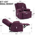 Poltrona Reclinabile Massaggiante Oversize, Divano Singolo, Tasca Laterale, 2 Portabicchieri, Poltrona Reclinabile Ergonomica Imbottita in Tessuto Traspirante, per Soggiorno