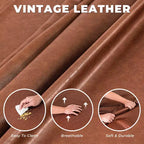 Divano in pelle marrone stile Mid-Century moderno ATJafurn da 90 pollici con esterno in legno massello e trapuntatura a mano, divano componibile in pelle retrò a 4 posti per soggiorno