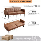 Divano Letto Futon Convertibile 75,5, Divano Futon Mid-Century, Divano Reclinabile Regolabile in 3 Posizioni, Recliner Moderno con Gambe, Facile da Pulire