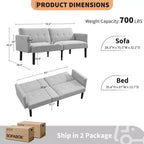 Divano Letto Futon Convertibile 75,5, Divano Futon Mid-Century, Divano Reclinabile Regolabile in 3 Posizioni, Recliner Moderno con Gambe, Facile da Pulire