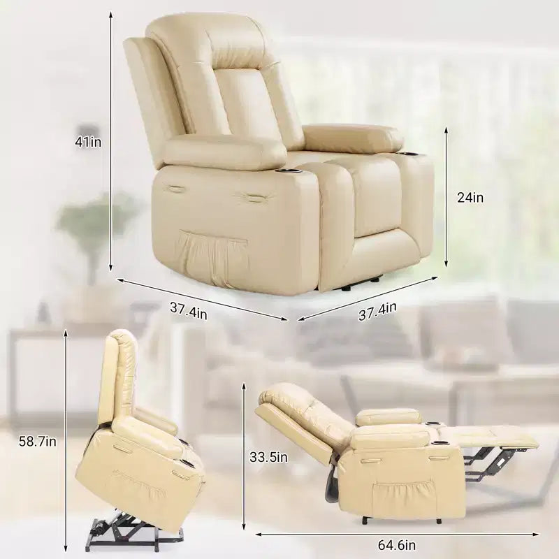 Poltrona reclinabile elettrica alzapersona in pelle PU, reclinabile regolabile, divano singolo ergonomico, per soggiorno