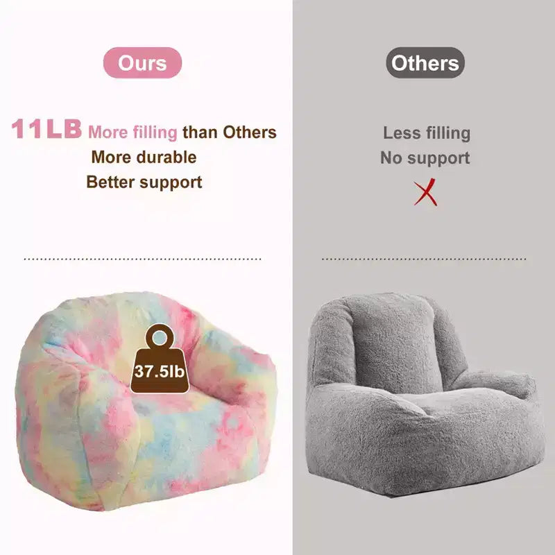 Pouf a Sacco per Adulti, Poltrona Lounge in Peluche con Pelliccia Sintetica e Memory Foam, Poltrona a Sacco Ergonomica, Poltrona a Sacco Accogliente e Morbida, per Dormitorio, Soggiorno